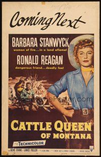 2y312 CATTLE QUEEN OF MONTANA WC '54 full-length cowgirl Barbara Stanwyck, Ronald Reagan