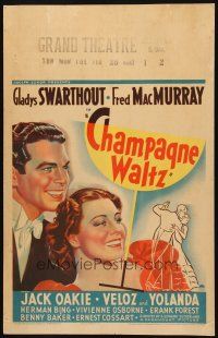 2y314 CHAMPAGNE WALTZ WC '37 art of Fred MacMurray & Gladys Swarthout + great dancing artwork!