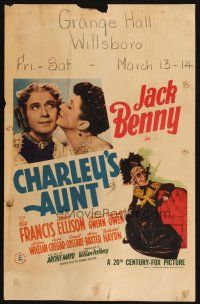 2y315 CHARLEY'S AUNT WC '41 wacky artwork of old lady Jack Benny smoking cigar!