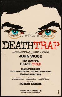 2y343 DEATHTRAP stage play WC '78 Ira Levin, cool super close up art of glaring eyes!