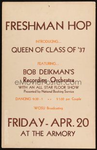 2y368 FRESHMAN HOP WC '37 featuring Bob Deikman's Recording Orchestra & Queen of Class of '37!