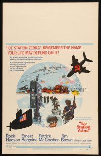 2y431 ICE STATION ZEBRA WC '69 Rock Hudson, Jim Brown, Ernest Borgnine, art by Bob McCall!
