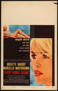 2y697 VERY PRIVATE AFFAIR WC '62 Louis Malle's Vie Privee, sexiest Brigitte Bardot c/u & in bikini