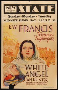 2y711 WHITE ANGEL WC '36 great artwork of angelic beautiful Kay Francis as Florence Nightingale!
