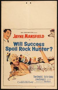 2y715 WILL SUCCESS SPOIL ROCK HUNTER WC '57 super sexy Jayne Mansfield wearing only a sheet!
