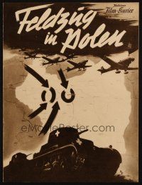 3a0168 CAMPAIGN IN POLAND German program '40 Nazi planes and tanks marching over map into Warsaw!
