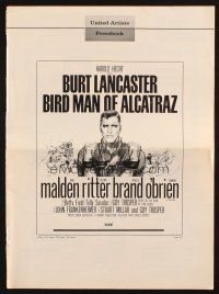3a0800 BIRDMAN OF ALCATRAZ pressbook '62 Burt Lancaster, John Frankenheimer classic, Bob Peak art!