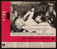 3a0804 BLONDE BAIT pressbook '56 full-length sexy smoking bad girl Beverly Michaels is a silken trap