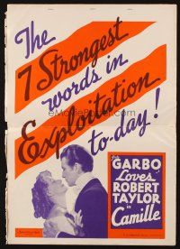 3a0817 CAMILLE pressbook supplement '37 Greta Garbo, Robert Taylor, Lionel Barrymore, love triangle