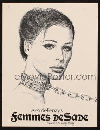 3a0862 FEMMES DE SADE pressbook '76 Alex de Renzy, wild sexy art of woman in collar & chain!