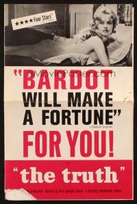 3a0930 LA VERITE pressbook '61 sexy naked Brigitte Bardot will make you a fortune, The Truth!