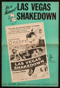 3a0931 LAS VEGAS SHAKEDOWN pressbook '55 gambling Dennis O'Keefe in the world's most fabulous city!