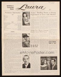 3a0933 LAURA pressbook R60s Dana Andrews lusts after sexy Gene Tierney, Otto Preminger