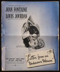 3a0938 LETTER FROM AN UNKNOWN WOMAN pressbook '48 romantic close up art of Joan Fontaine & Jourdan!
