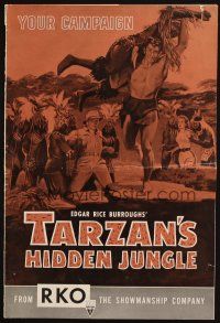 3a1124 TARZAN'S HIDDEN JUNGLE pressbook '55 cool artwork of Gordon Scott as Tarzan!