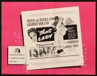3a1137 THAT LADY pressbook '55 Gilbert Roland & Olivia de Havilland with eyepatch!