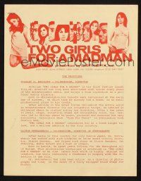 3a1169 TWO GIRLS FOR A MADMAN pressbook '68 their lives completely change when they become targets!
