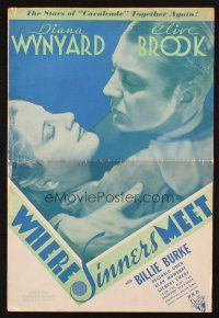 3a1187 WHERE SINNERS MEET pressbook '34 Diana Wynyard & Clive Brook in a story by A.A. Milne!