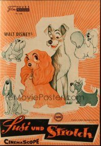 3a0664 LADY & THE TRAMP Austrian program '56 Disney classic dog cartoon, cool different images!
