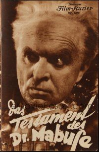 3a0586 TESTAMENT OF DR. MABUSE Austrian program '33 Fritz Lang's psychotic criminal genius!