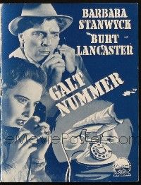 3a0082 SORRY WRONG NUMBER Danish program '48 Burt Lancaster & Barbara Stanwyck, different images!