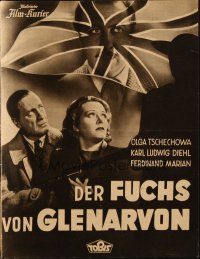 3a0177 FOX OF GLENARVON German program '40 Max Kimmich World War I propaganda, Olga Tschechowa