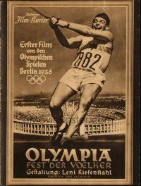 3a0192 OLYMPIAD sepia style German program '38 Leni Riefenstahl's 1936 Berlin Olympics documentary!