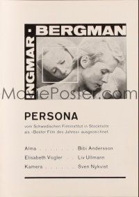 3a0428 PERSONA Swiss program '66 Liv Ullmann & Bibi Andersson, Ingmar Bergman classic, different!