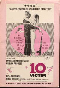 3a0768 10th VICTIM pressbook '65 Marcello Mastroianni, sexy art of Ursula Andress by Charles Rau!
