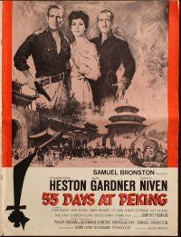 3a0773 55 DAYS AT PEKING pressbook '63 art of Charlton Heston, Ava Gardner & Niven by Terpning!