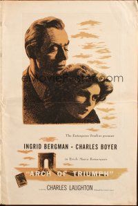 3a0788 ARCH OF TRIUMPH pressbook '47 Ingrid Bergman, Charles Boyer, novel by Erich Maria Remarque!