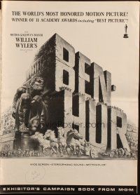 3a0792 BEN-HUR pressbook R69 Charlton Heston, William Wyler classic religious epic, cool chariot art