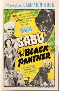 3a0801 BLACK PANTHER pressbook '56 danger brought Sabu to sexy Carol Varga's side in the jungle!