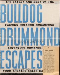 3a0812 BULLDOG DRUMMOND ESCAPES pressbook '37 Ray Milland in the latest & best adventure romance!