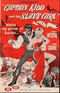3a0819 CAPTAIN KIDD & THE SLAVE GIRL pressbook '54 Eva Gabor, Tony Dexter will make you shark bait!