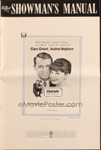 3a0821 CHARADE pressbook '63 tough Cary Grant & sexy Audrey Hepburn!