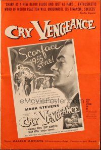 3a0833 CRY VENGEANCE pressbook '55 Mark Stevens, film noir, Alaska adventure, Scarface 1955 style!