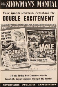 3a0835 CURUCU BEAST OF THE AMAZON/MOLE PEOPLE pressbook '56 Universal horror/sci-fi double-bill!