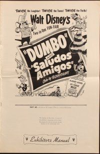 3a0851 DUMBO/SALUDOS AMIGOS pressbook '49 Donald Duck, Joe Carioca, Disney two-in-one fun-fare!