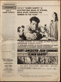 3a0855 ELMER GANTRY pressbook '60 Jean Simmons & Shirley Jones damn Burt Lancaster's soul!