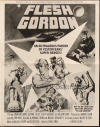 3a0866 FLESH GORDON pressbook '74 sexy sci-fi spoof, different wacky erotic super hero art!