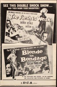 3a0867 FLESH IS WEAK/BLONDE IN BONDAGE pressbook '57 great double-bill, bad girl art for each movie!