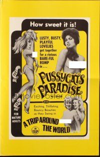 3a0870 FOR MEMBERS ONLY/AROUND THE WORLD WITH NOTHING ON pressbook '60s Pussycats Paradise!