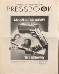 3a0878 GETAWAY pressbook '72 Steve McQueen, Ali McGraw, Sam Peckinpah, cool gun & passports image!