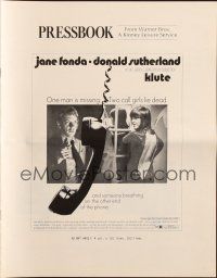 3a0928 KLUTE pressbook '71 Donald Sutherland helps intended murder victim & call girl Jane Fonda!