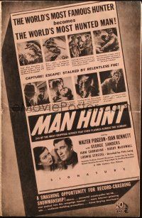 3a0948 MAN HUNT pressbook '41 Walter Pidgeon, Joan Bennett, George Sanders, Fritz Lang