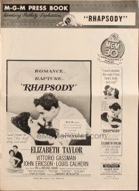 3a1032 RHAPSODY pressbook '54 Elizabeth Taylor must possess Vittorio Gassman, heart, body & soul!
