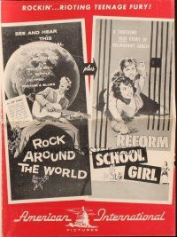 3a1039 ROCK AROUND THE WORLD/REFORM SCHOOL GIRL pressbook '57 rock 'n' roll & bad girl teens!
