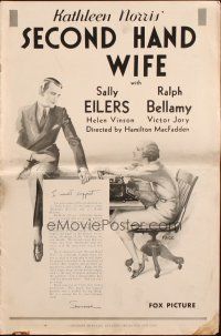 3a1056 SECOND HAND WIFE pressbook '33 great images of pretty Sally Eilers & Ralph Bellamy!