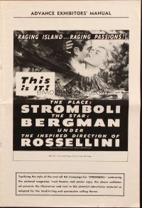 3a1103 STROMBOLI pressbook '50 Ingrid Bergman, directed by Roberto Rossellini, cool volcano art!